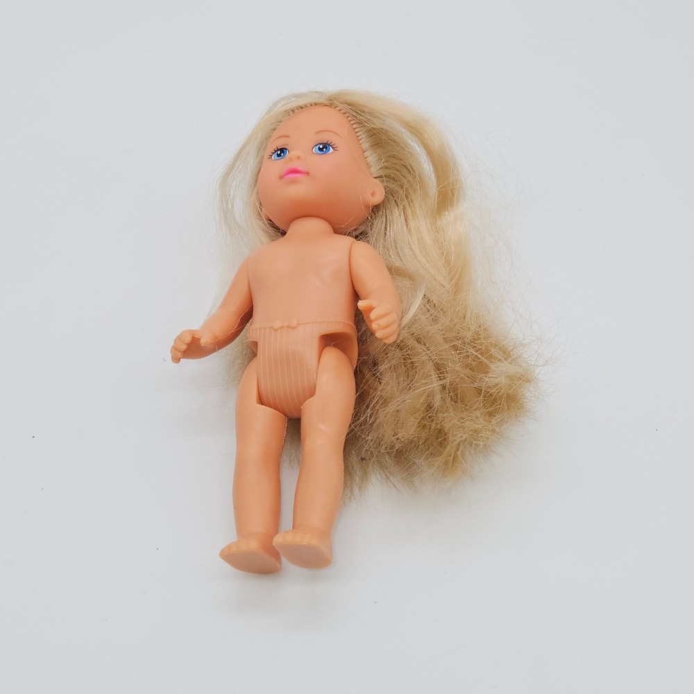 Simba Miniature Doll Unisex 4.75in Tan Blonde Hair Blue Eyes Articulated Toy